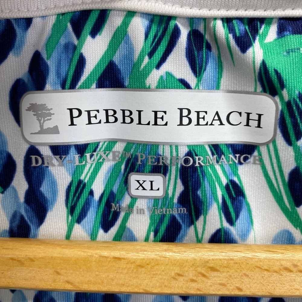 Pebble Beach Dry-Luxe Performance Golf Top Womens XL Blue Green Tropical 1/4 Zip - Picture 4 of 11